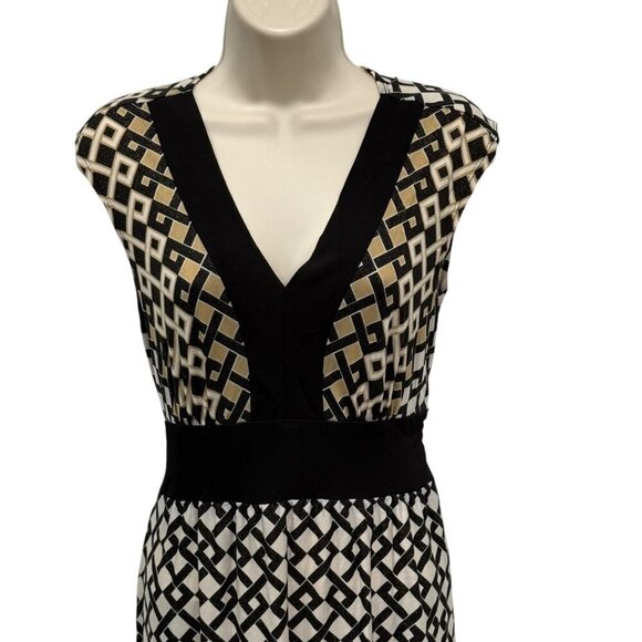 Rabbit Rabbit Designs Geometric Print Maxi Dress Size 6 Polyester Spandex Blend - Picture 4 of 11